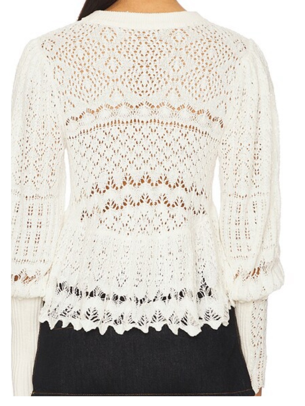 Free People White Lace Knit Scoop Neck Sweater - Picture 5 of 11
